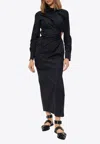 Max Mara Etere Cut Out Popeline Dress In Black