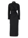 Max Mara Cotton Dress With Cut-out Design And Ruched Detail In Black