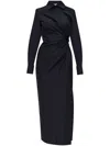 Max Mara Cotton Dress With Cut-out Design And Ruched Detail In Black
