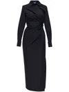 Max Mara Cotton Dress With Cut-out Design And Ruched Detail In Black