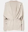 Max Mara Etna Wool Knit Cardigan W/lace In Beige