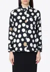 Max Mara Polka Dot Silk Shirt In Size Small In Black