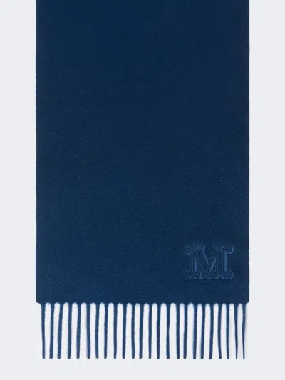 Max Mara Étole En Cachemire Avec Broderie Du Monogramme In Blue