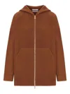 Max Mara Knitwear Hoodie With Long Sleeves And Pockets In Brown