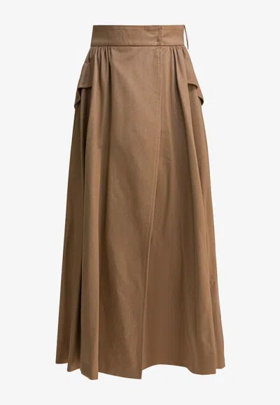 Max Mara Eufemia Draped Midi Skirt In Brown