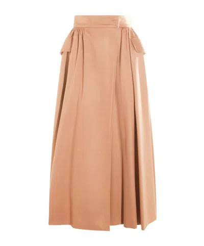 Max Mara Eufemia Pleated Skirt In Brown