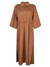 Max Mara Agoraio Belted Short Sleeved Midi Dress In Cuoio
