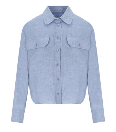 MAX MARA EUREKA LIGHT BLUE CROPPED SHIRT