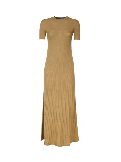 Max Mara Camel Silk Blend Europa Dress In Brown