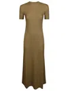 Max Mara Ribbed Texture Cape Maxi Dress In Green