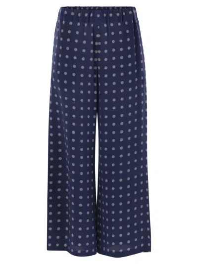 Max Mara Eusebio - Silk Twill Trousers In Blue