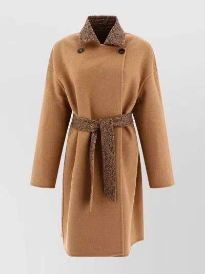 Max Mara "evelin" Reversible Wool Coat In Multi