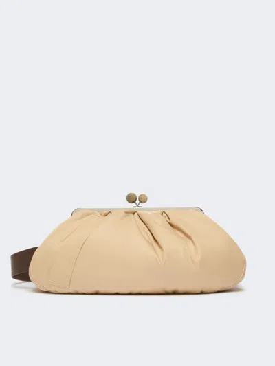 Max Mara Extra-large Padded Technical Gabardine Pasticcino Bag In Neutral