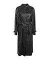 Max Mara Leather Trench Coat In Black