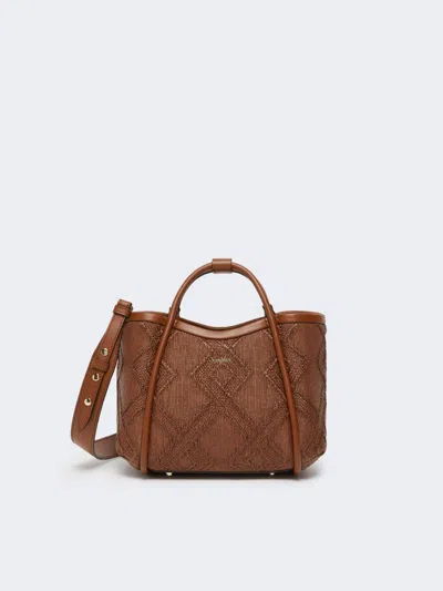 Max Mara Extra-small Marine Bag In Diamond-patterned Basketweave In Brown