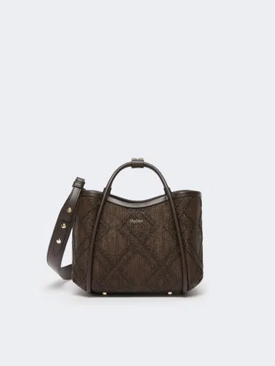 Max Mara Extra-small Marine Bag In Diamond-patterned Basketweave In Brown