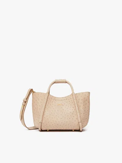 Max Mara Extra-small Ostrich-print Leather Marine Bag In Neutral