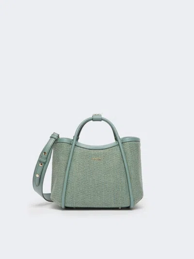 Max Mara Extra-small Raffia-look Basketweave Marine Bag In Green