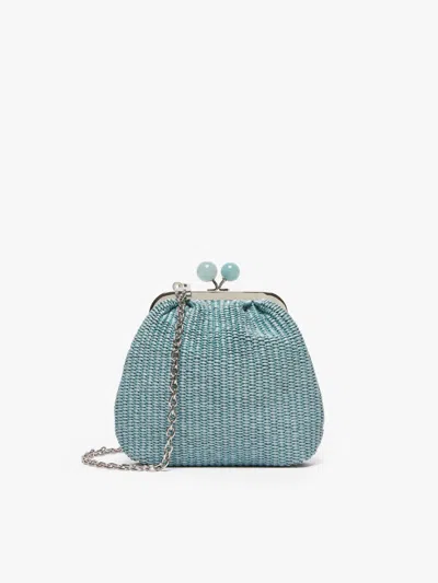 Max Mara Extra Small Raffia-look Pasticcino Bag In Blue