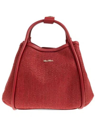 Max Mara Extra-small Marine Woven Tote Bag In Red