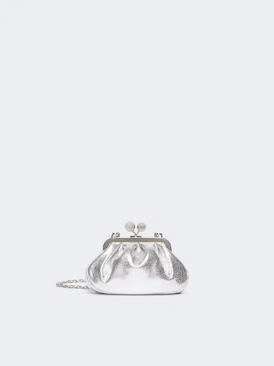 Max Mara Extra-small Pasticcino Bag In Metallic Leather In White