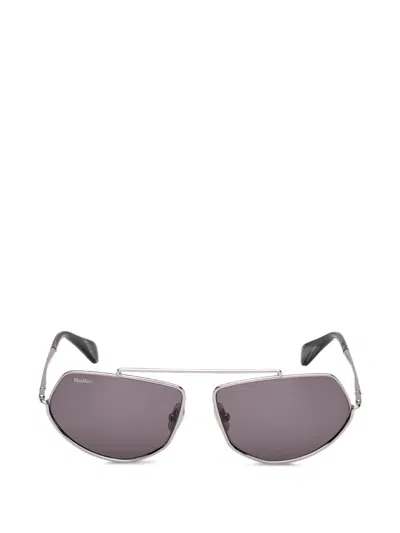 Max Mara Eyewear Brow-bar Geometric-shape Sunglasses In Silver