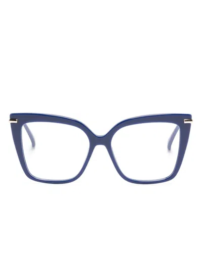 Max Mara Eyewear Colourblock Butterfly-frame Glasses In Blue