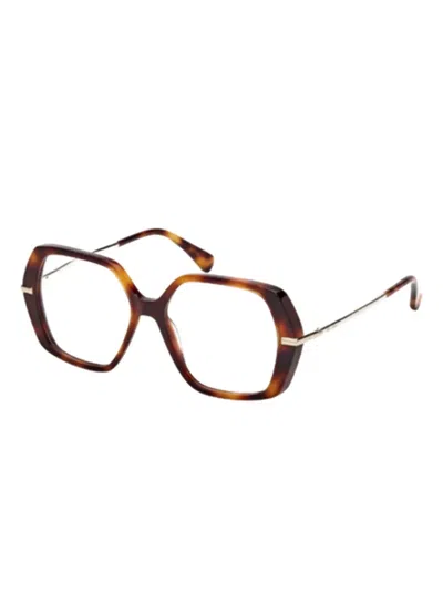 Max Mara Eyewear Geometri-frame Glasses In Brown