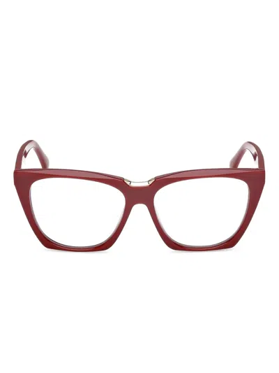 Max Mara Eyewear Geometric Cat-eye Acetate Frames In Red