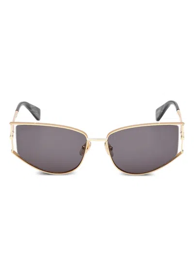 Max Mara Eyewear 几何镜框太阳眼镜 In Gold