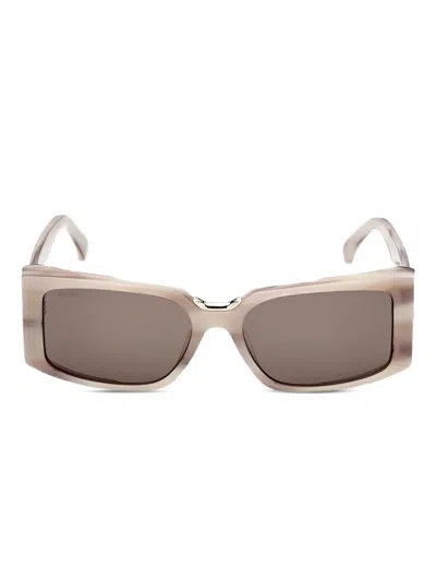 Max Mara Eyewear Horn-effect Rectangle Sunglasses In Brown