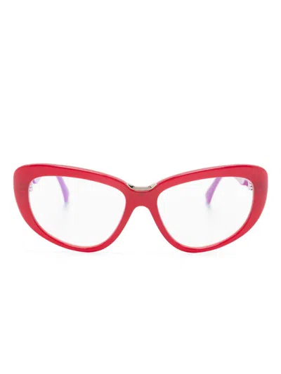 Max Mara Eyewear Logo-engraved Cat-eye Frame Glasses In Red