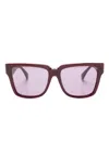 Max Mara Eyewear Logo-engraved Square-frame Sunglasses In Red
