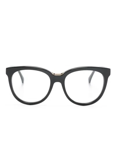 Max Mara Eyewear Logo-print Cat-eye Frame Glasses In Black
