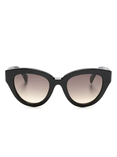 Max Mara Eyewear Logo-print Cat-eye Frame Sunglasses In Black