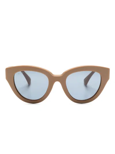 Max Mara Eyewear Logo-print Cat-eye Frame Sunglasses In Brown