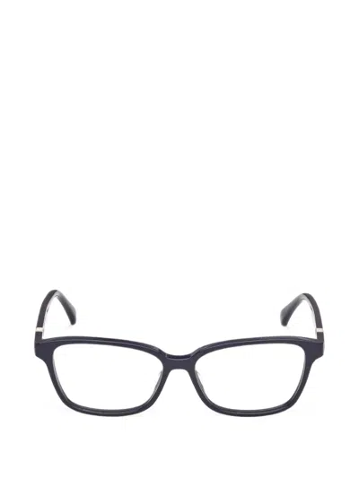 Max Mara Eyewear Logo-detail Rectangle-frame Glasses In Blue
