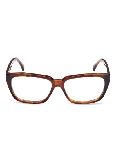Max Mara Eyewear Logo-lettering Glasses In Brown