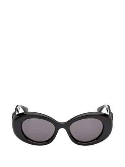 Max Mara Eyewear Logo-plaque Oval-frame Sunglasses In Black