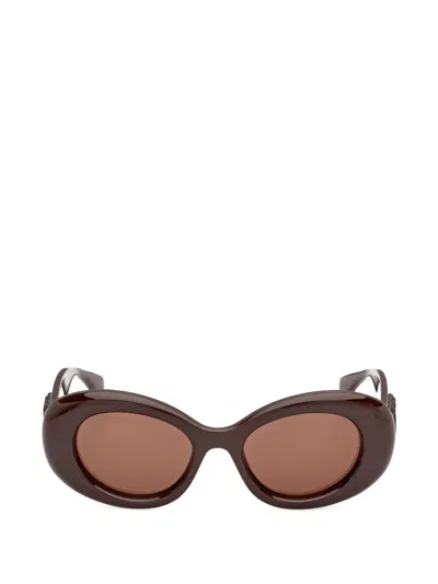 Max Mara Eyewear Logo-plaque Oval-frame Sunglasses In Brown