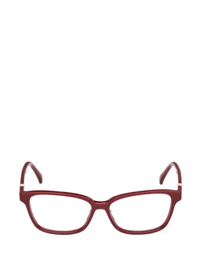 Max Mara Eyewear Logo-plaque Rectangle-frame Glasses In Red