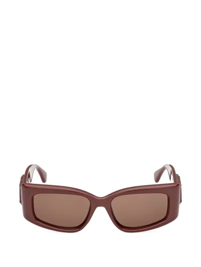 Max Mara Eyewear Logo-plaque Rectangle-frame Sunglasses In Red