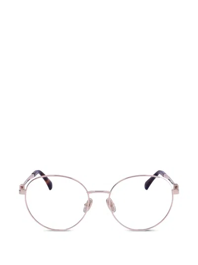 Max Mara Eyewear Logo-plaque Round-frame Glasses In Silver
