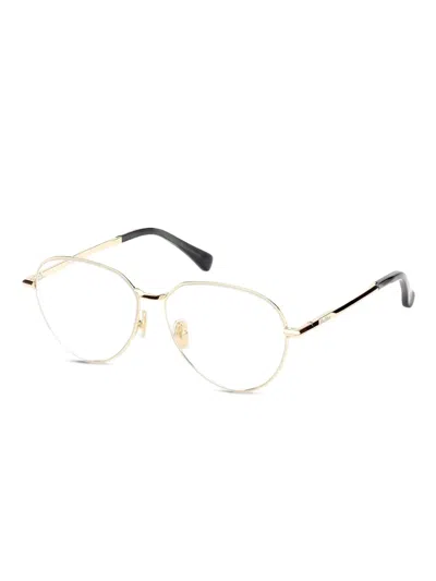 Max Mara Eyewear 金属感椭圆形框眼镜 In Gold