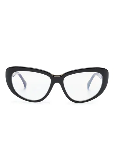 Max Mara Eyewear Mm5109b Logo-print Cat-eye Frame Glasses In Black