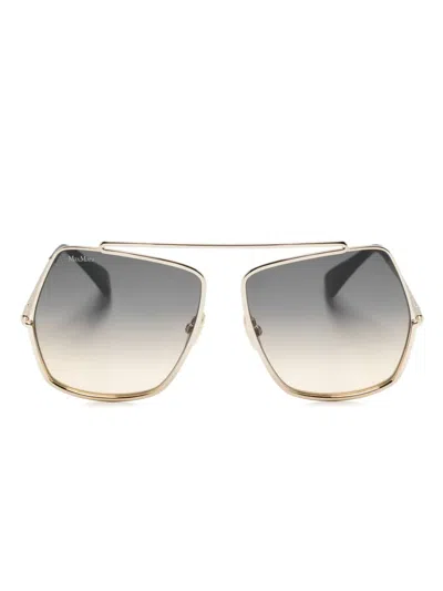 Max Mara Eyewear Printed-logo Oversize-frame Sunglasses In Black