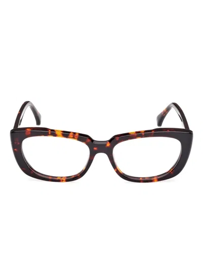 Max Mara Eyewear 长方形镜框眼镜 In Brown