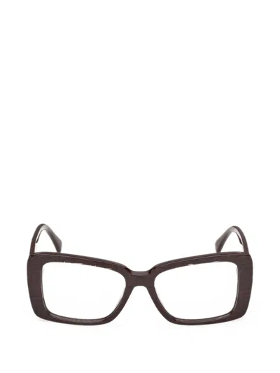 Max Mara Eyewear Rectangle-frame Clip-on Glasses In Brown