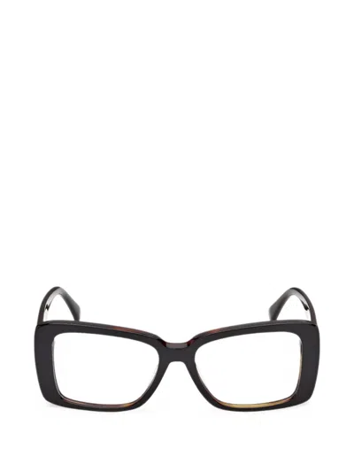 Max Mara Eyewear Rectangle-frame Clip-on Glasses In Brown