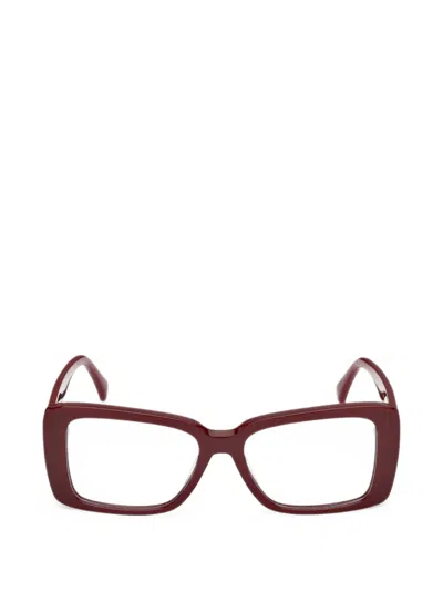 Max Mara Eyewear Rectangle-frame Clip-on Glasses In Red